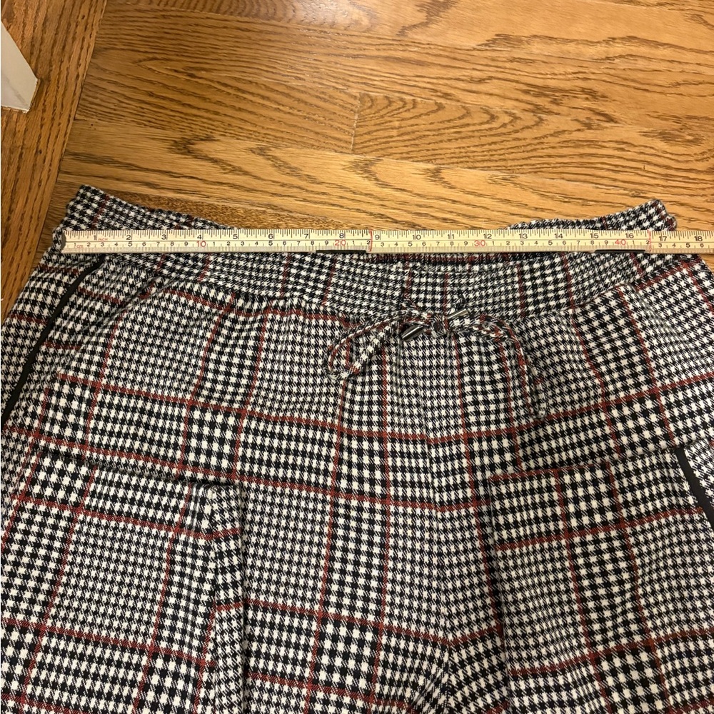 Anthropologie Gray Plaid Ankle Pants with Drawstring Waist - Picture 4 of 6